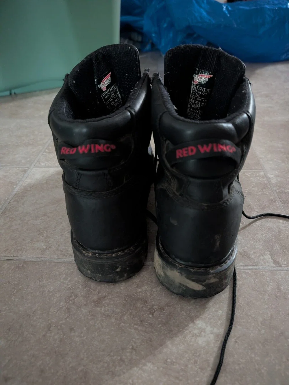 See Flaws.... Red Wing Worx 971 Vibram Leather Work Boots EH ASTM Men’s 9.5 USA
